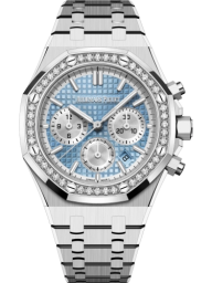 Audemars Piguet Royal Oak 38-26715ST.ZZ.1356ST.01 (Stainless Steel Bracelet, Grande Tapisserie Light-blue Index Dial, Brilliant-cut Diamond-set Bezel) (26715ST.ZZ.1356ST.01)