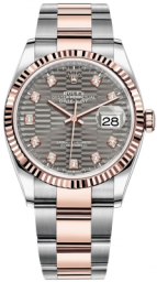 Rolex Datejust 36-126231 (Everose Rolesor Oyster Bracelet, Gold Diamond-set Slate Fluted Dial, Fluted Bezel)