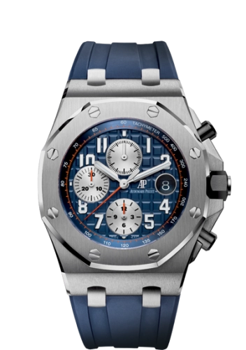 Audemars Piguet Royal Oak OffShore 42-26470ST.OO.A027CA.01 (Blue Rubber Strap, Méga Tapisserie Blue Arabic Dial, Stainless Steel Smooth Bezel)