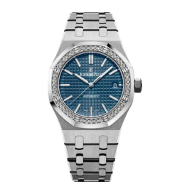 Audemars Piguet Royal Oak 37-15451ST.ZZ.1256ST.03 (Stainless Steel Bracelet, Grande Tapisserie Blue Index Dial, Stainless Steel Diamond-set Bezel) (15451ST.ZZ.1256ST.03)