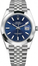 Rolex Datejust 41-126300 (Oystersteel Jubilee Bracelet, Bright-blue Fluted Index Dial, Smooth Bezel) (m126300-0024)