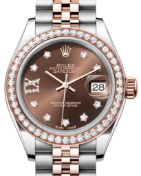 Rolex Lady-Datejust 28-279381RBR (Everose Rolesor Jubilee Bracelet, Gold Diamond IX-set Chocolate Dial, Diamond Bezel) (m279381rbr-0003)