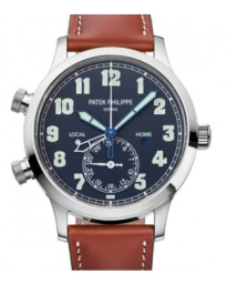 Patek Philippe Complications 42-5524G-001 (Vintage-brown Calf Leather Strap, Blue-varnished Arabic Dial, White Gold Smooth Bezel) (5524G-001)