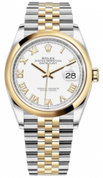 Rolex Datejust 36-126203 (Yellow Rolesor Jubilee Bracelet, White Roman Dial, Domed Bezel) (m126203-0029)