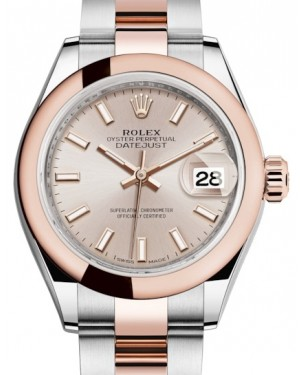 Rolex Lady-Datejust 28-279161 (Everose Rolesor Oyster Bracelet, Sundust Index Dial, Domed Bezel)