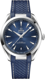 Omega Seamaster Aqua Terra 150M 41-220.12.41.21.03.007 (Structured Blue Rubber Strap, Horizontal-teak Blue Index Dial, Stainless Steel Bezel) (Omega 220.12.41.21.03.007)