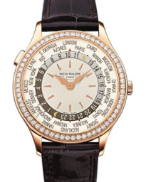 Patek Philippe Complications 36-7130R-001 (Shiny Chestnut-brown Alligator Leather Strap, Hong Kong Hand-guilloched Ivory Index Dial, Diamond Bezel) (7130R-001)