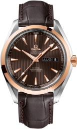 Omega Seamaster Aqua Terra 150M 43-231.23.43.22.06.002 (Brown Alligator Leather Strap, Vertical-teak Sun-brushed Grey Index Dial, Red Gold Bezel) (Omega 231.23.43.22.06.002)