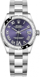 Rolex Datejust 31-278344RBR (Oystersteel Oyster Bracelet, VI Diamond-set Aubergine Dial, Domed Diamond Bezel) (m278344rbr-0027)