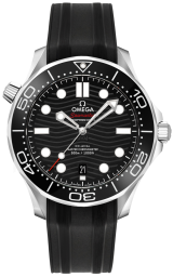 Omega Seamaster Diver 300M 42-210.32.42.20.01.001 (Black Rubber Strap, Wave-embossed Black Dot Index Dial, Rotating Black Ceramic Bezel) (Omega 210.32.42.20.01.001)