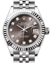 Rolex Lady-Datejust 28-279174 (Oystersteel Jubilee Bracelet, Gold Diamond-set Dark-grey Dial, Fluted Bezel) (m279174-0015)