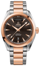 Omega Seamaster Aqua Terra 150M 41.5-231.20.42.22.06.001 (Red Gold & Stainless Steel Bracelet, Vertical-teak Grey Index Dial, Red Gold Bezel) (Omega 231.20.42.22.06.001)