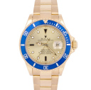 Rolex Submariner 40-16618 (Yellow Gold Oyster Bracelet, Champagne Diver Dial, Blue  Aluminum Bezel)