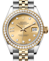 Rolex Lady-Datejust 28-279383RBR (Yellow Rolesor Jubilee Bracelet, Gold Diamond IX-set Champagne Dial, Diamond Bezel) (m279383rbr-0021)