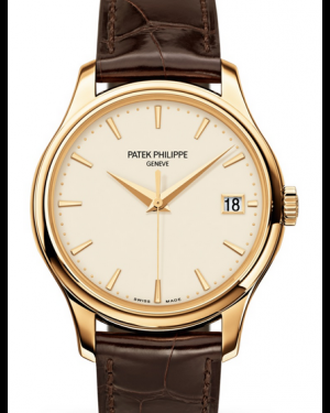 Patek Philippe Calatrava 39-5227J-001 (Shiny Chocolate-brown Alligator Leather Strap, Ivory-lacquered Index Dial, Yellow Gold Smooth Bezel)
