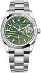 Rolex Datejust 36-126200 (Oystersteel Oyster Bracelet, Olive-green Palm Index Dial, Domed Bezel) (m126200-0020)