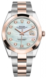 Rolex Datejust 41-126301 (Everose Rolesor Oyster Bracelet, Gold Diamond-set White MOP Dial, Smooth Bezel) (m126301-0013)