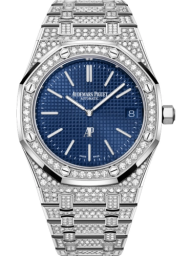 Audemars Piguet Royal Oak 39-16202BC.ZZ.1241BC.02 (Brilliant-cut Diamond-set White Gold Bracelet, Petite Tapisserie Blue Index Dial, Brilliant-cut Diamond-set Bezel) (16202BC.ZZ.1241BC.02)