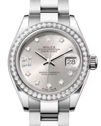 Rolex Lady-Datejust 28-279384RBR (Oystersteel Oyster Bracelet, Gold Diamond IX-set Silver Dial, Diamond Bezel) (m279384rbr-0022)