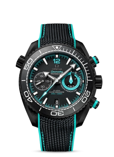 Omega Seamaster Planet Ocean 600M 45.5-215.92.46.51.01.003 (Turquoise/Black Structured Rubber Strap, Black Ceramic Arabic/Index Dial, Black Ceramic Bezel)