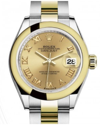 Rolex Lady-Datejust 28-279163 (Yellow Rolesor Oyster Bracelet, Champagne Roman Dial, Domed Bezel) (m279163-0010)