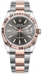 Rolex Datejust 36-126231 (Everose Rolesor Oyster Bracelet, Slate Index Dial, Fluted Bezel)