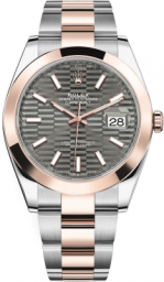 Rolex Datejust 41-126301 (Everose Rolesor Oyster Bracelet, Slate Fluted Index Dial, Smooth Bezel) (m126301-0019)