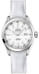 Omega Seamaster Aqua Terra 150M 34-231.13.34.20.04.001 (White Alligator Leather Strap, Vertical-teak Silver-toned Index Dial, Stainless Steel Bezel) (Omega 231.13.34.20.04.001)