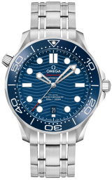 Omega Seamaster Diver 300M 42-210.30.42.20.03.001 (Stainless Steel Bracelet, Wave-embossed Blue Dot Index Dial, Rotating Blue Ceramic Bezel) (Omega 210.30.42.20.03.001)