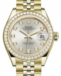 Rolex Lady-Datejust 28-279138RBR (Yellow Gold Jubilee Bracelet, Gold Diamond-set Silver Dial, Diamond Bezel) (m279138rbr-0020)