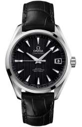 Omega Seamaster Aqua Terra 150M 38.5-231.13.39.21.01.001 (Black Alligator Leather Strap, Vertical-teak Black Index Dial, Stainless Steel Bezel) (Omega 231.13.39.21.01.001)