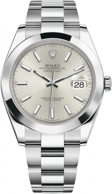 Rolex Datejust 41-126300 (Oystersteel Oyster Bracelet, Silver Index Dial, Smooth Bezel)