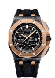 Audemars Piguet Royal Oak Offshore 44-26406FR.OO.A002CA.01 (Black Rubber Strap, Méga Tapisserie Black Index Dial, Pink Gold Smooth Bezel) (26406FR.OO.A002CA.01)