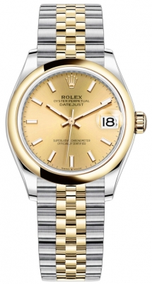 Rolex Datejust 31-278243 (Yellow Rolesor Jubilee Bracelet, Champagne Index Dial, Domed Bezel)