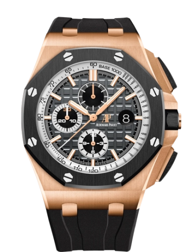 Audemars Piguet Royal Oak Offshore 44-26416RO.OO.A002CA.01 (Black Rubber Strap, Méga Tapisserie Slate-grey Index Dial, Black Ceramic Smooth Bezel)