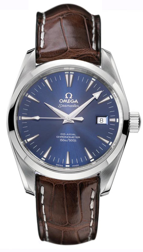 Omega Seamaster Aqua Terra 150M 39.2-2803.80.37 (Brown Alligator Leather Strap, Blue Index Dial, Stainless Steel Bezel)