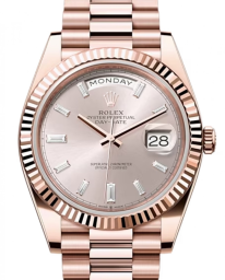 Rolex Day-Date 40-228235 (Everose Gold President Bracelet, Sundust Diamond-set Index Dial, Fluted Bezel) (m228235-0004)