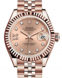 Rolex Lady-Datejust 28-279175 (Everose Gold Jubilee Bracelet, Gold Diamond IX-set Rosé Dial, Fluted Bezel) (m279175-0030)