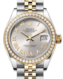 Rolex Lady-Datejust 28-279383RBR (Yellow Rolesor Jubilee Bracelet, Silver Roman Dial, Diamond Bezel) (m279383rbr-0005)