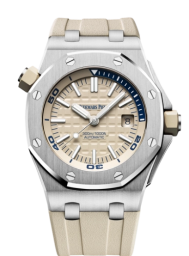 Audemars Piguet Royal Oak Offshore 42-15710ST.OO.A085CA.01 (Beige Rubber Strap, Méga Tapisserie Beige Index Dial, Stainless Steel Smooth Bezel) (15710ST.OO.A085CA.01)