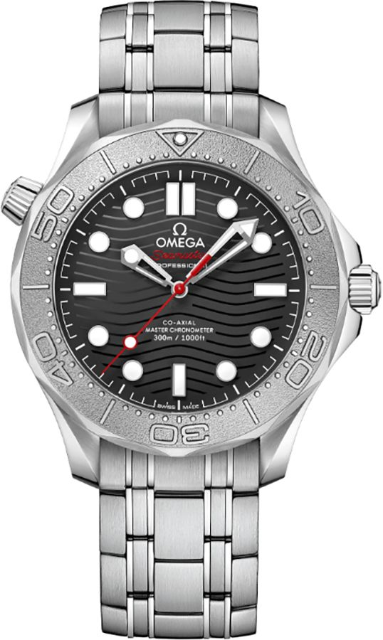 Omega Seamaster Diver 300M 42-210.30.42.20.01.002 (Titanium Bracelet, Wave-embossed Black Dot Index Dial, Rotating Titanium Bezel)