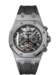 Audemars Piguet Royal Oak 44-26347TI.OO.D004CR.02 (Black Rubber Strap, Transparent Sapphire Openworked Index Dial, Titanium Smooth Bezel) (26347TI.OO.D004CR.02)