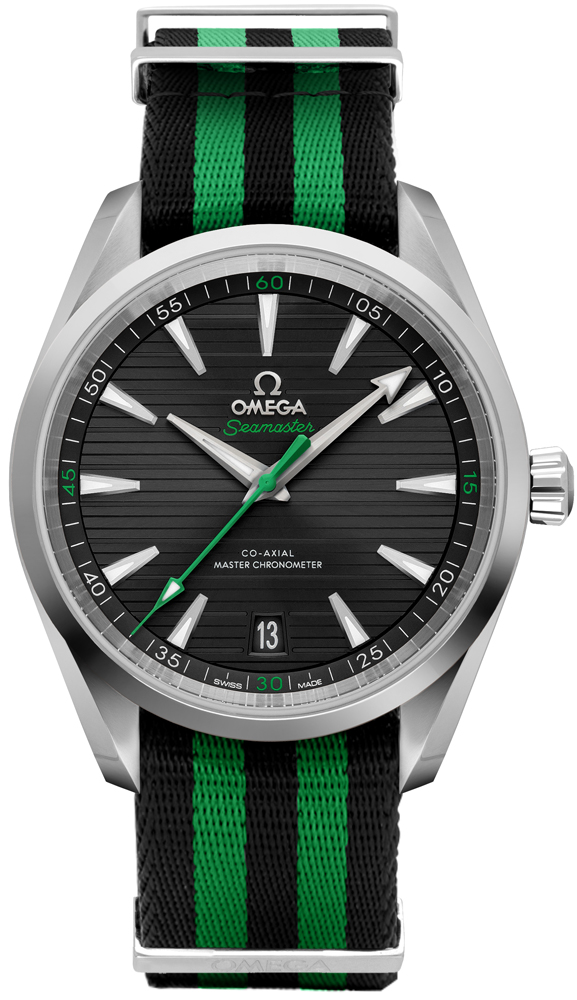 Omega Seamaster Aqua Terra 150M 41-220.12.41.21.01.002 (Black/Green NATO Strap, Horizontal-teak Black Index Dial, Stainless Steel Bezel)