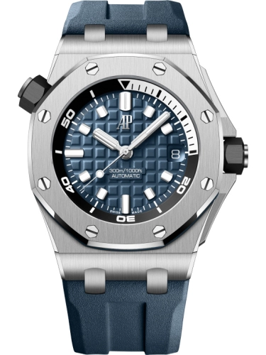 Audemars Piguet Royal Oak Offshore 42-15720ST.OO.A027CA.01 (Blue Rubber Strap, Méga Tapisserie Blue Index Dial, Stainless Steel Smooth Bezel)