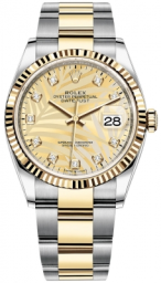 Rolex Datejust 36-126233 (Yellow Rolesor Oyster Bracelet, Gold Diamond-set Golden Palm Dial, Fluted Bezel) (m126233-0044)