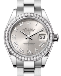 Rolex Lady-Datejust 28-279384RBR (Oystersteel Oyster Bracelet, Silver Roman Dial, Diamond Bezel) (m279384rbr-0010)