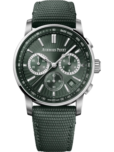 Audemars Piguet Code 11.59 41-26393ST.OO.A056KB.01 (Green Rubber-coated Strap, Green Index Dial, Stainless Steel Smooth Bezel)