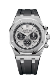 Audemars Piguet Royal Oak 41-26327TI.OO.D004CA.01 (Grey Rubber Strap, Grande Tapiserrie Silver Index Dial, Titanium Smooth Bezel) (26327TI.OO.D004CA.01)