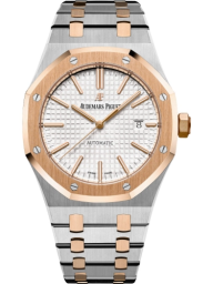 Audemars Piguet Royal Oak 41-15400SR.OO.1220SR.01 (Pink Gold & Stainless Steel Bracelet, Grande Tapisserie Silver-toned Index Dial, Pink Gold Smooth Bezel) (15400SR.OO.1220SR.01)