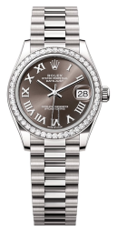 Rolex Datejust 31-278289RBR (White Gold President Bracelet, Dark-grey Roman Dial, Diamond Bezel)